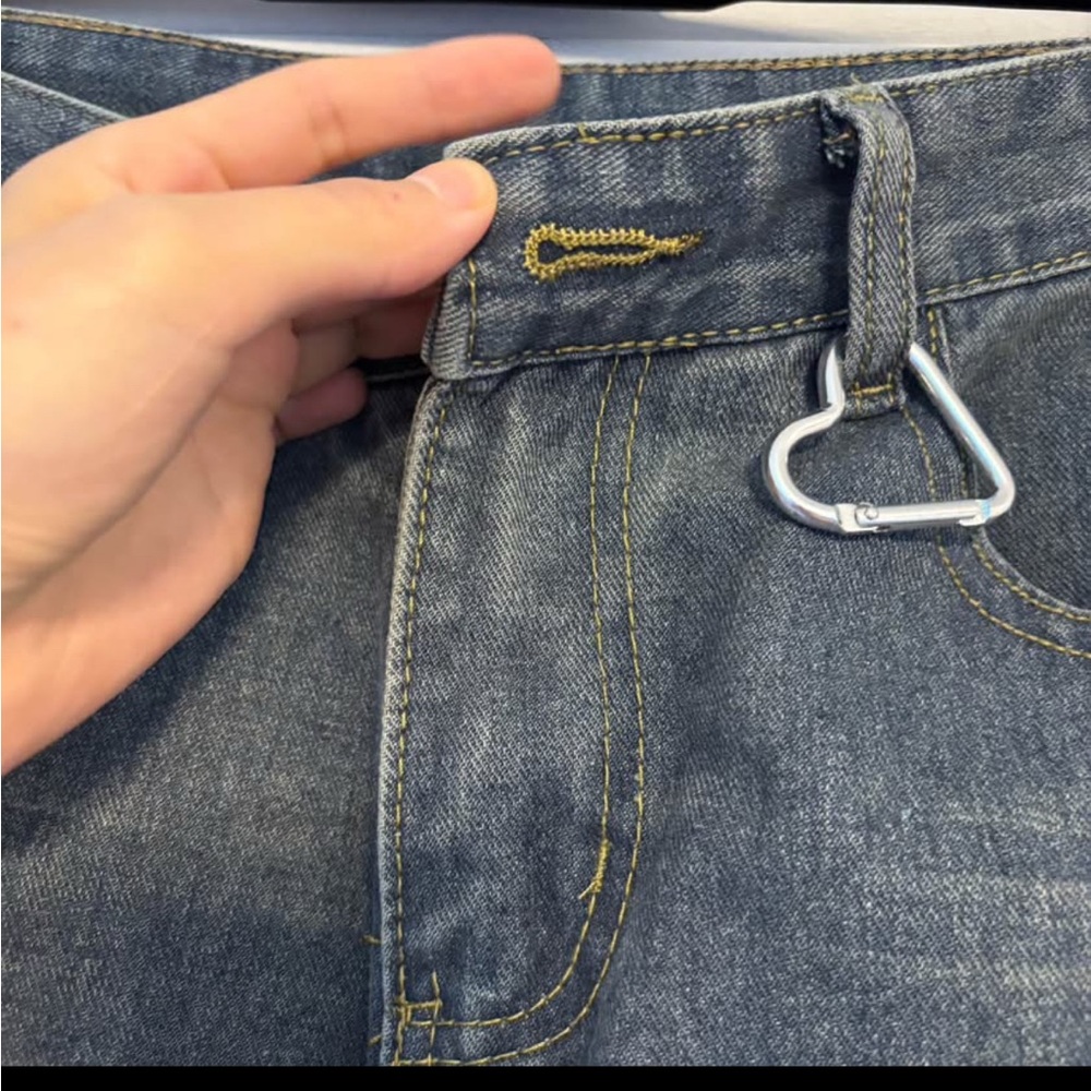Wide Leg Embroidered Patch Denim Jeans - Multi Color - Picture 4 of 4